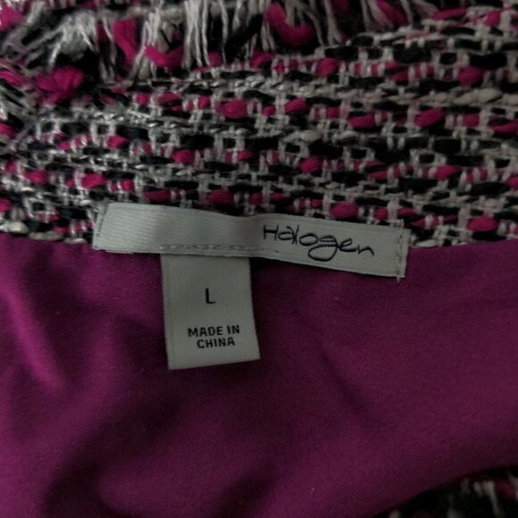 Halogen Tweed Jacket Womens Large Purple White Back Zip - Picture 5 of 7